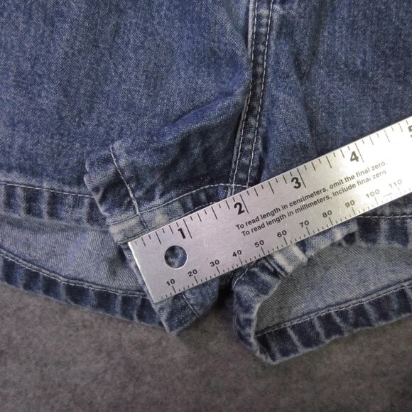 Vintage Tommy Jeans Shorts Womens 13 Blue Denim Logo Waistband High Rise 90s - Picture 6 of 8